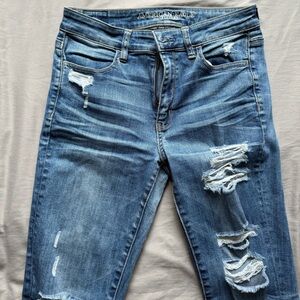 American Eagle Outfitters Women's Ripped Blue Skinny Jeans